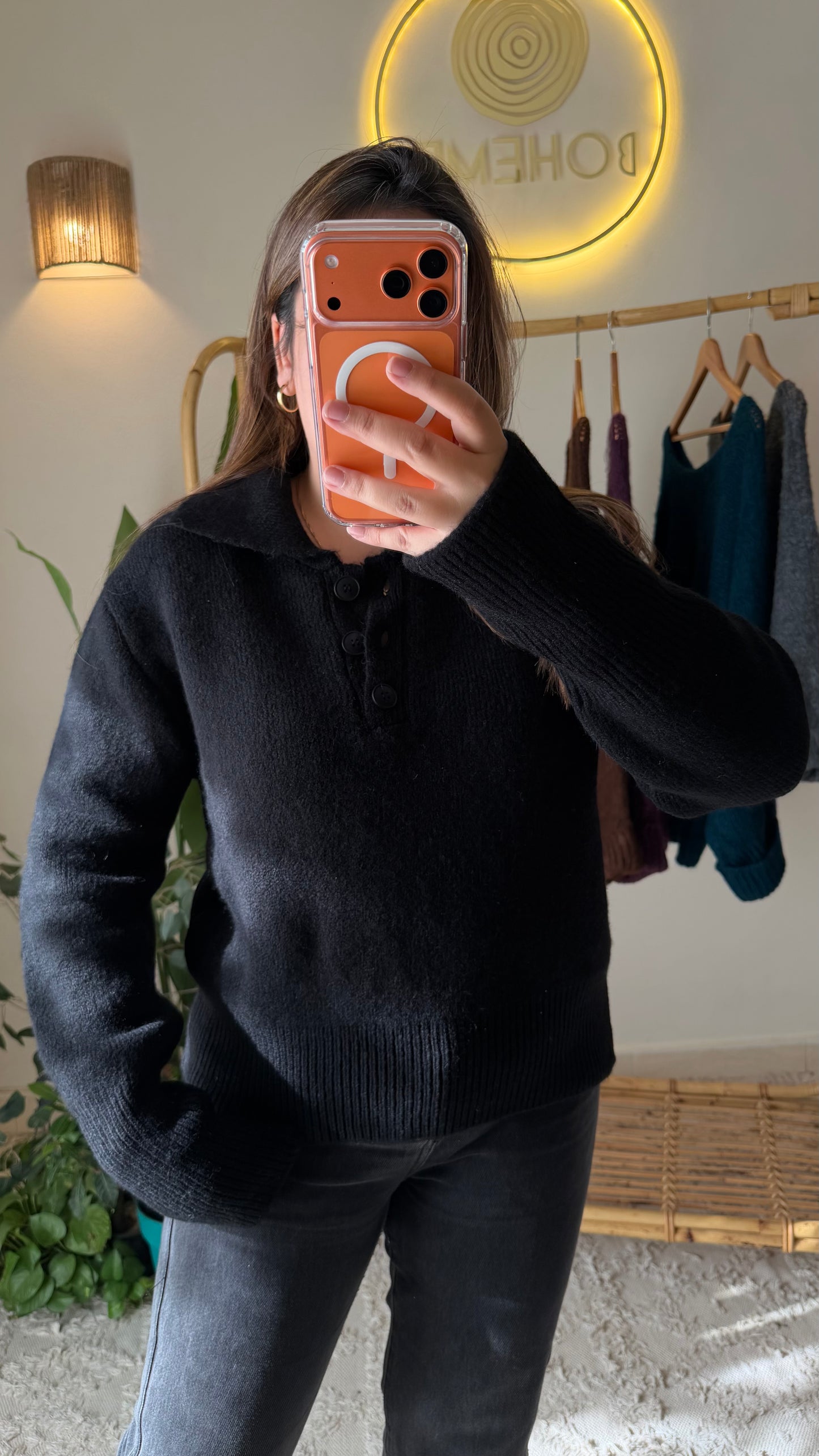 Black Polo Neck Triko Pullover