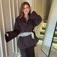Brown Bell Sleeves Oversized Shirt