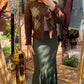 Olive Wool Pleated Bodycon Skirt