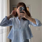 Blue Dantel Cotton Blouse