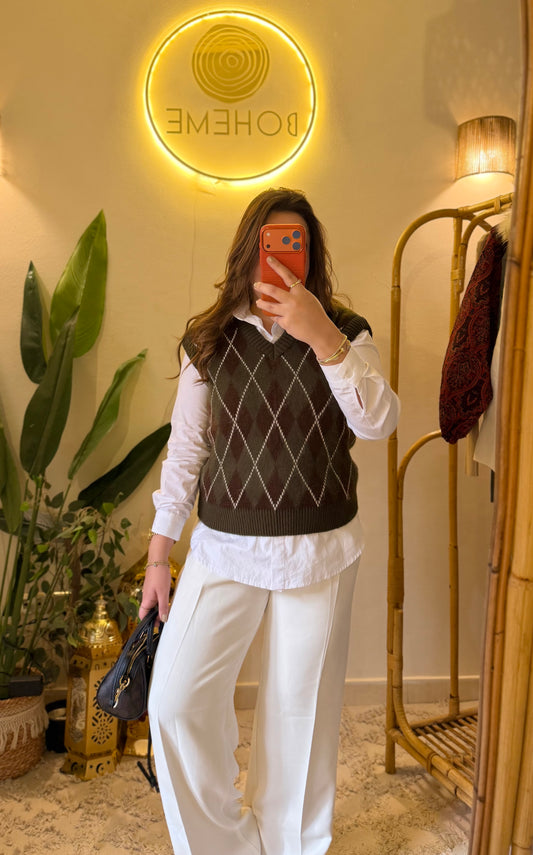 Olive X Brown Baklava Triko Vest