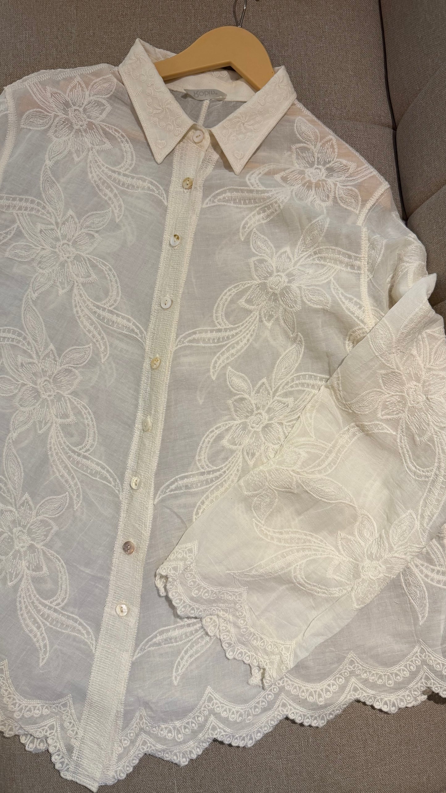 Beige Embroidered Floral Shirt (PATTERN 2)