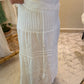 White Cut Out Embroidery Floral Skirt With Tassels