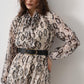 Snakeskin Chiffon Belted Dress