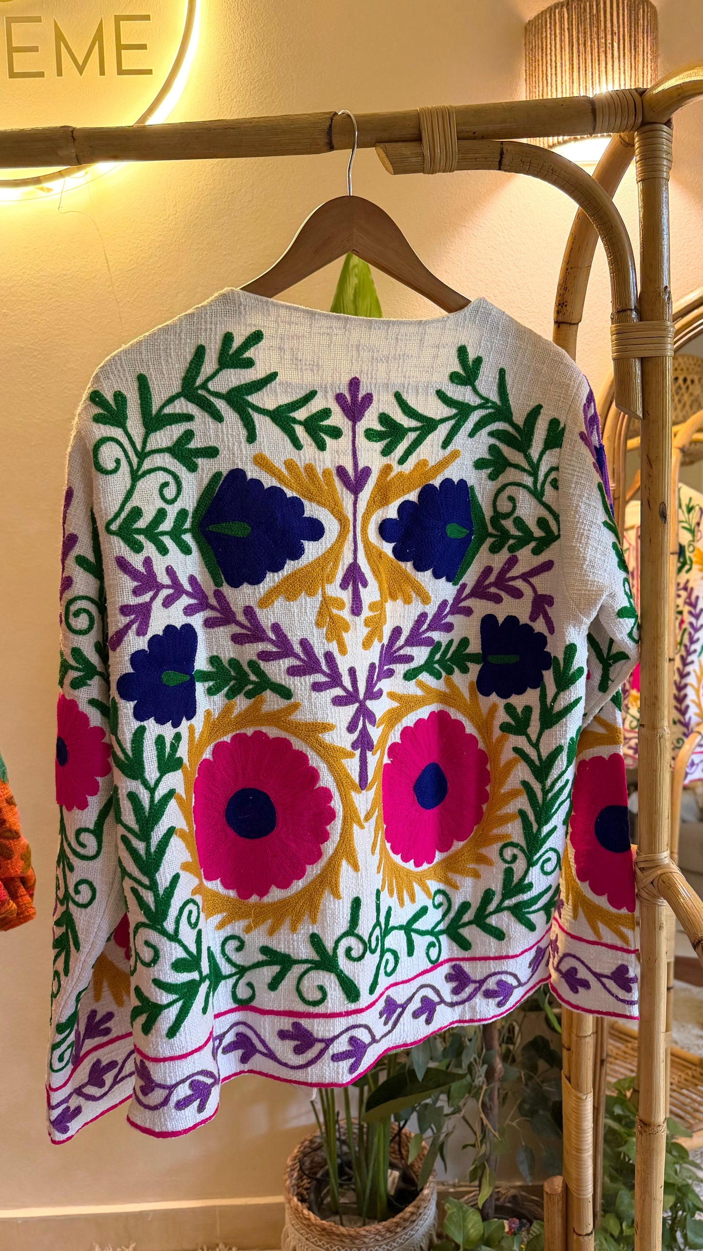 White Aswan-ian Suzani Embroidered Jacket