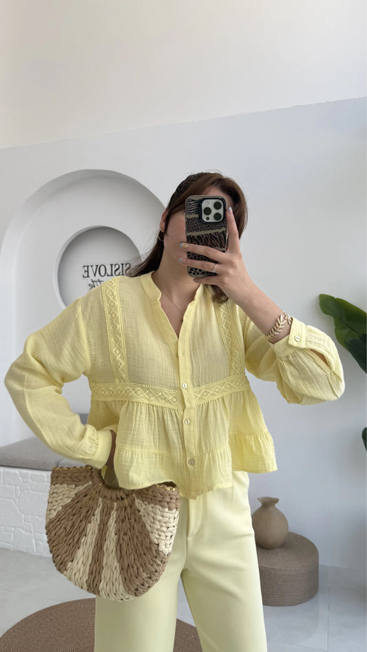 Yellow Dantel Cotton Blouse