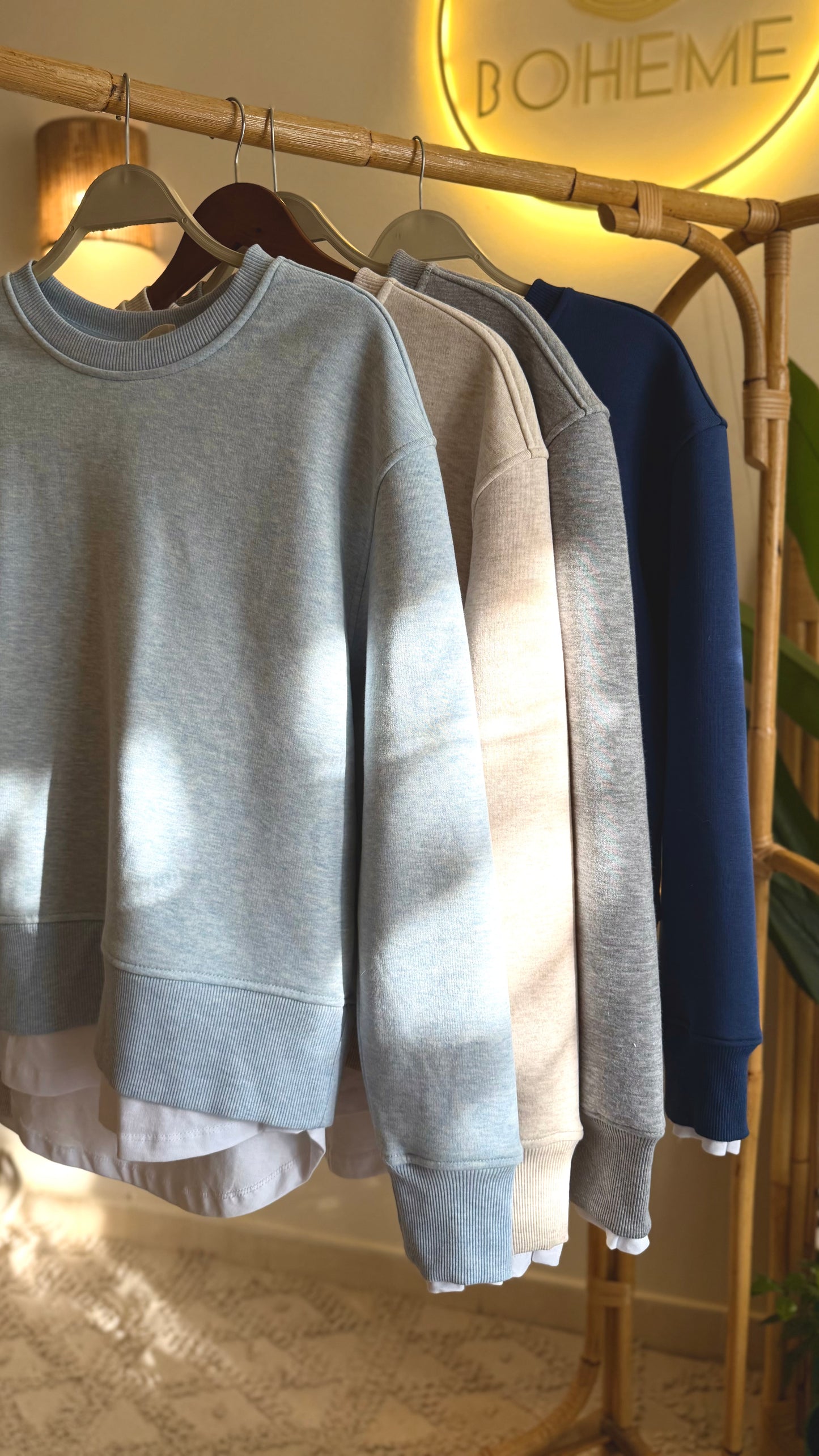 Grey Melton Sweatshirt With White Extension