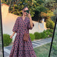 Pink Floral Boho Vintage Dress