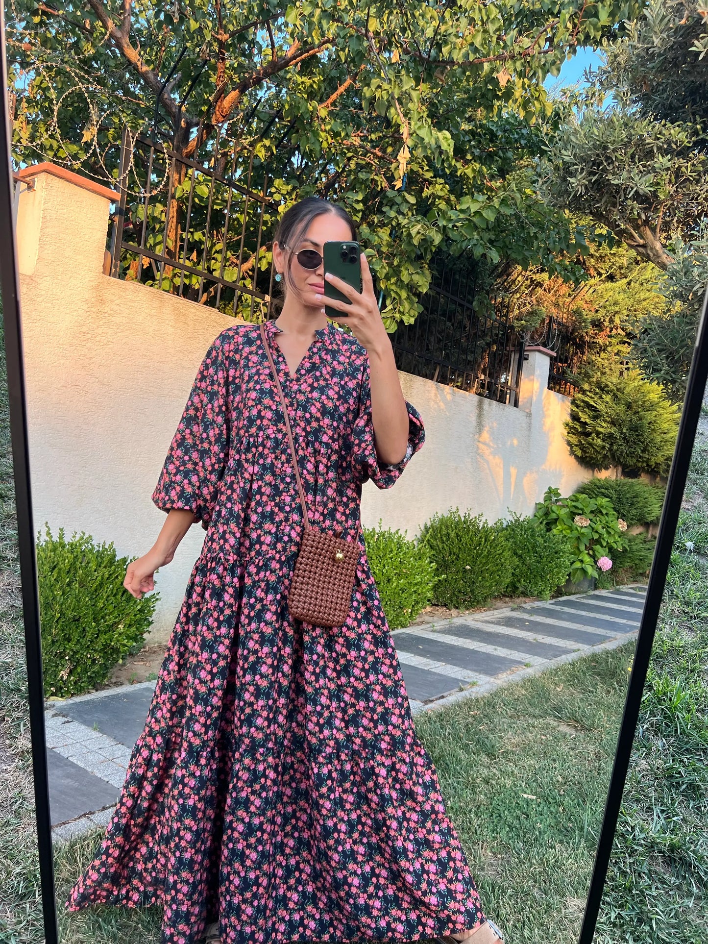 Pink Floral Boho Vintage Dress