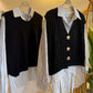 Black Vest With Ties + Striped Black Cotton Shirt (2-Piece)