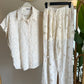 Beige Floral Petals Embroidered Shirt