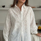 White Embroidered Cut Out Oversized Shirt