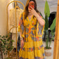 Orange Parrot Chiffon Ruffle Dress With Elastic Waist