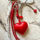 Heart With Silver Bow Bag Charm