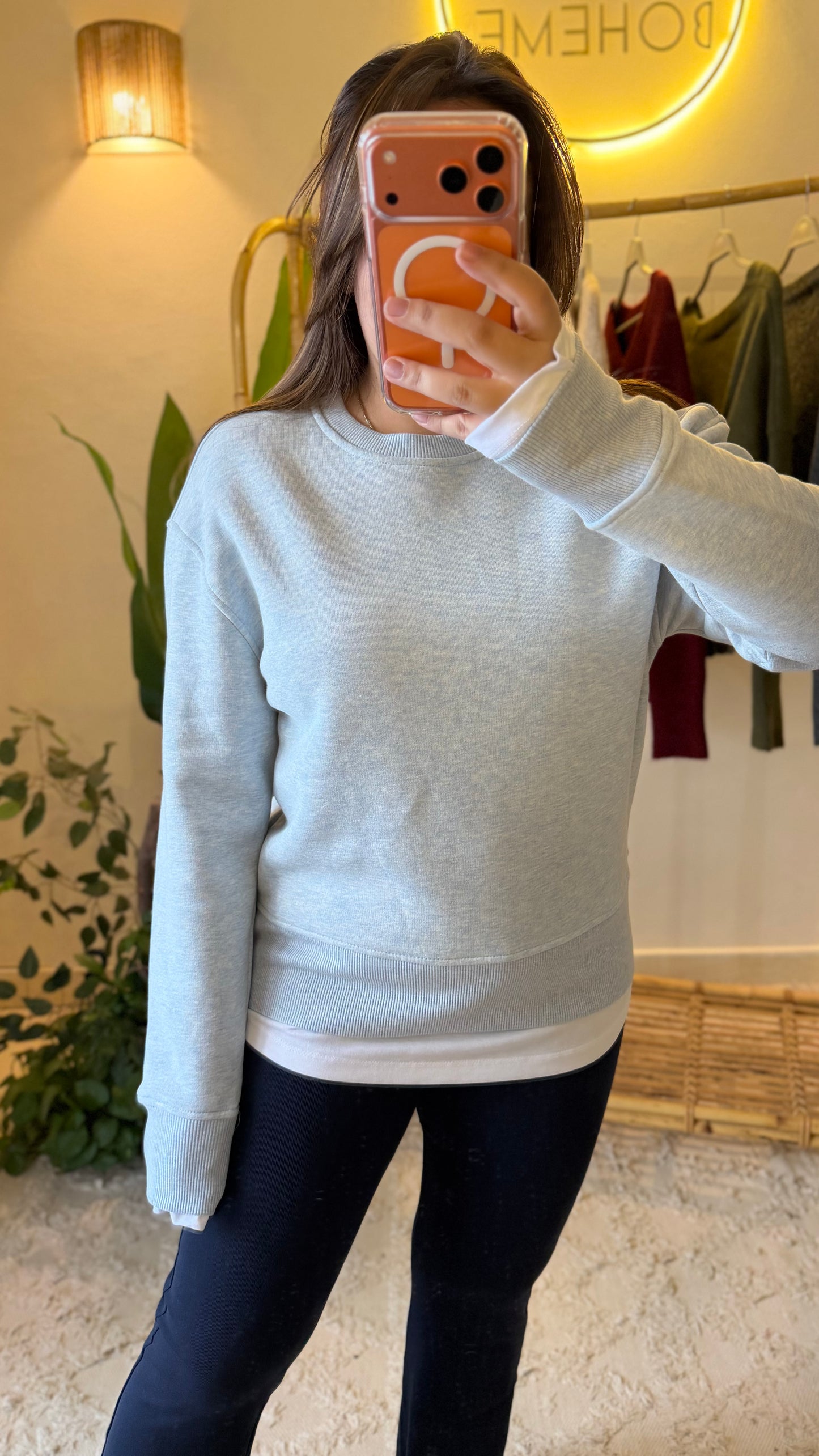 Baby Blue Melton Sweatshirt With White Extension