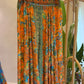 Orange Paisley Satin Embroidered Skirt Pants