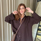 Brown Bell Sleeves Oversized Shirt