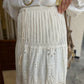 Beige Cut Out Embroidery Floral Skirt With Tassels