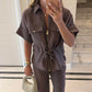 Cafe zipped Belted Top