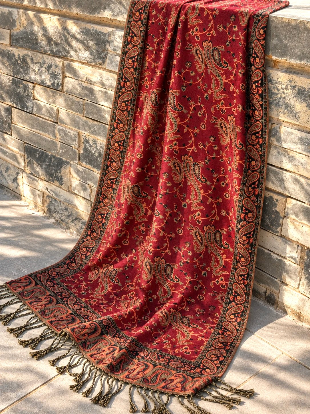 Maroon Cotton Double-Face Pashmina