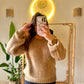 Camel Mohair Pullover With Golden Threads