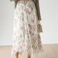 Floral White Asymmetrical Chiffon Skirt
