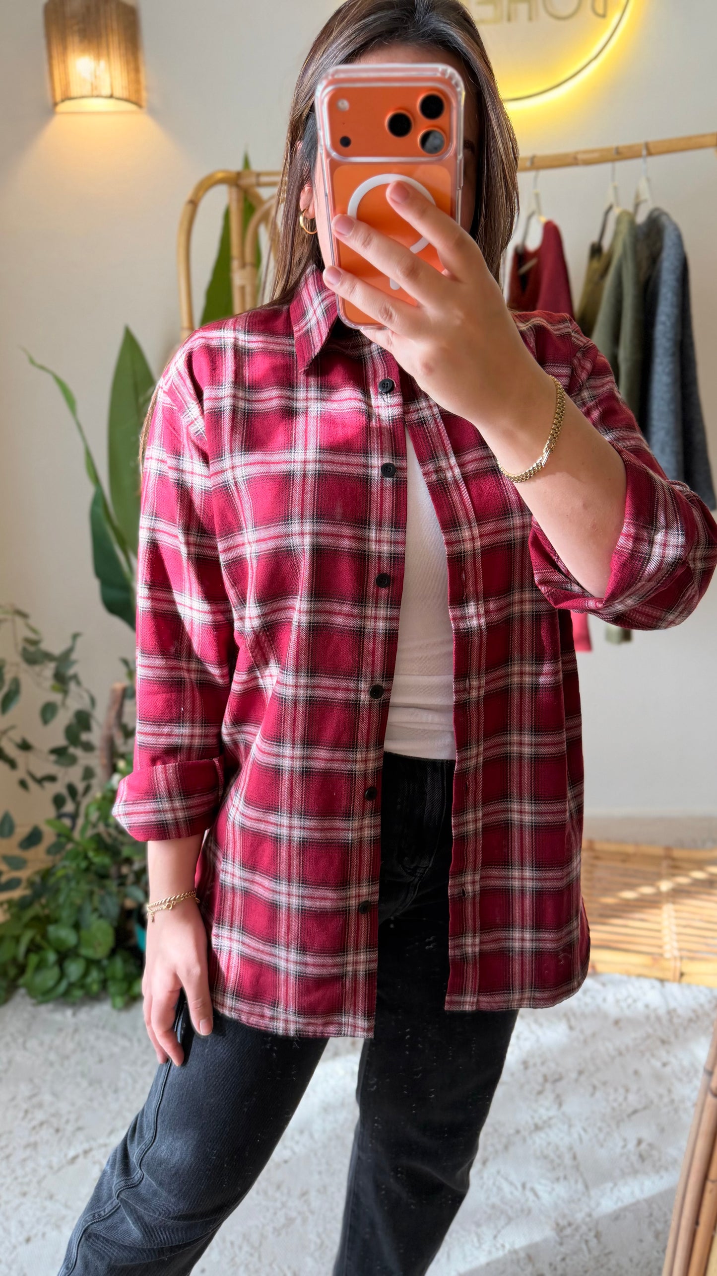 Red Plaid Cotton Shirt