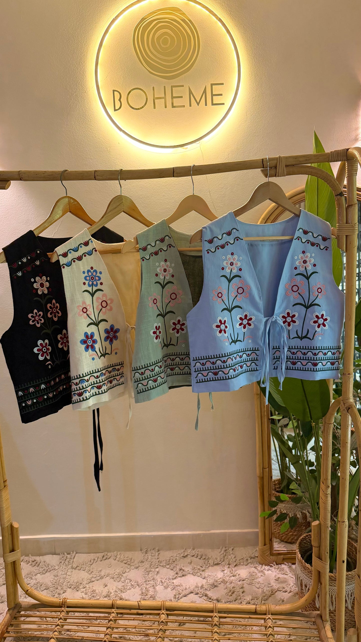 Black Floral Embroidered Vest