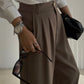 Olive Classic Pants With Golden Button