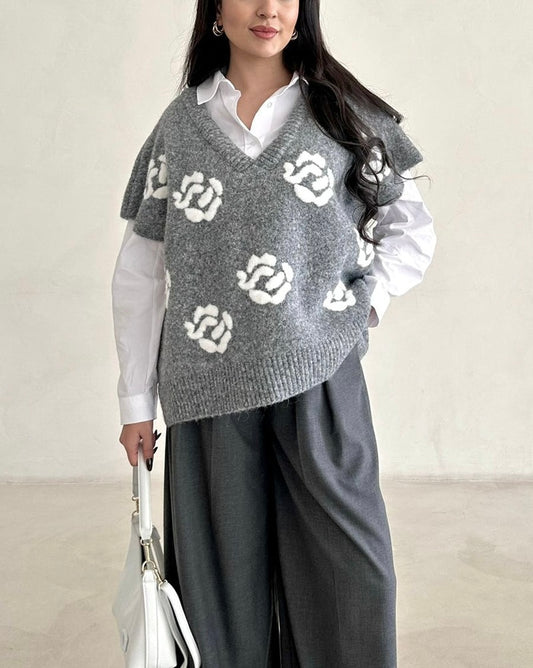 Grey Roses Triko Vest