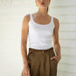 Brown Linen Pants With Leather Belt