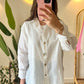 Off White Linen Shell Buttons Shirt