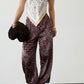 Brown Paisley Balloon Satin Pants