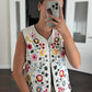 Floral White Embroidered Vest