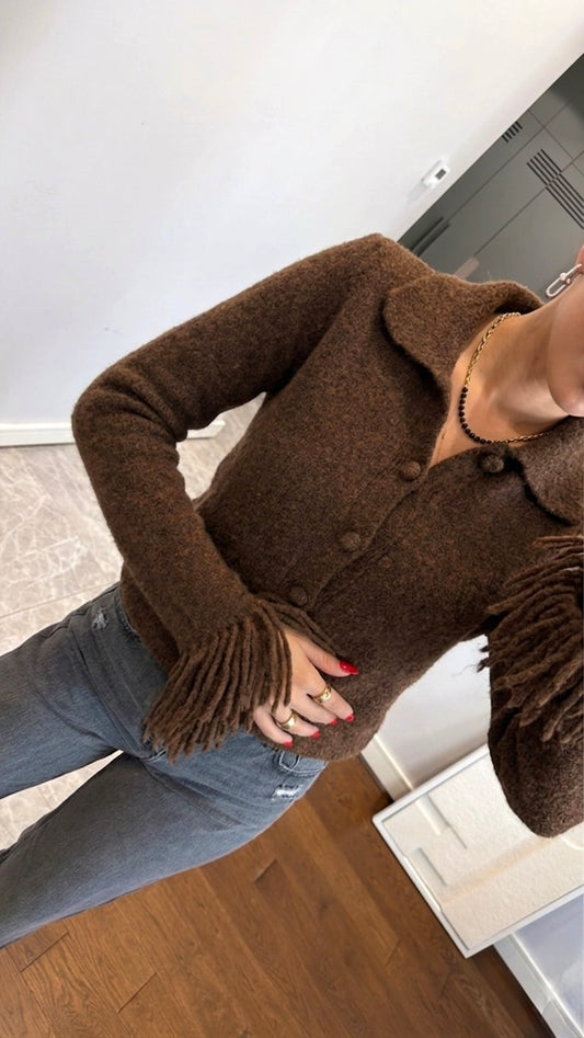 Brown Cardigan With Fringes