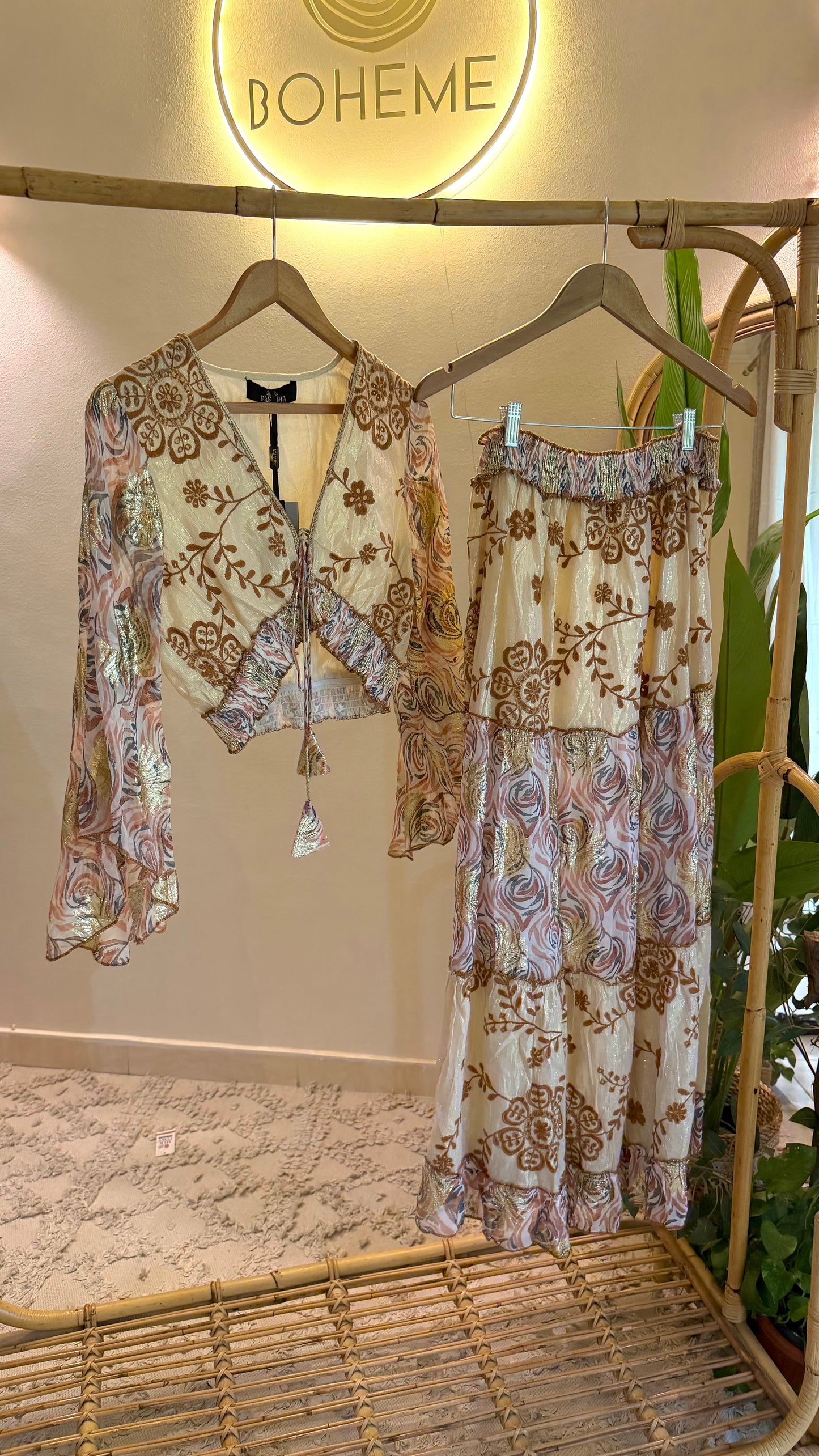 Boho Indian Embroidered Skirt Set