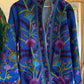 Blue Green Suzani Embroidered Long Jacket