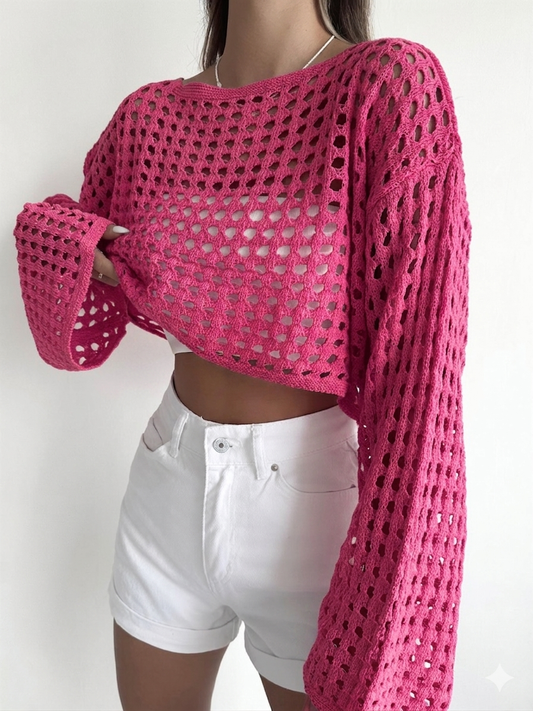 FUSCHIA Crochet Crop Top