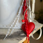 Heart With Silver Bow Bag Charm