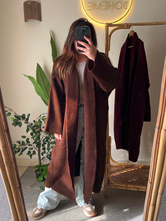 Brown Heavy Longline Coat Cardigan