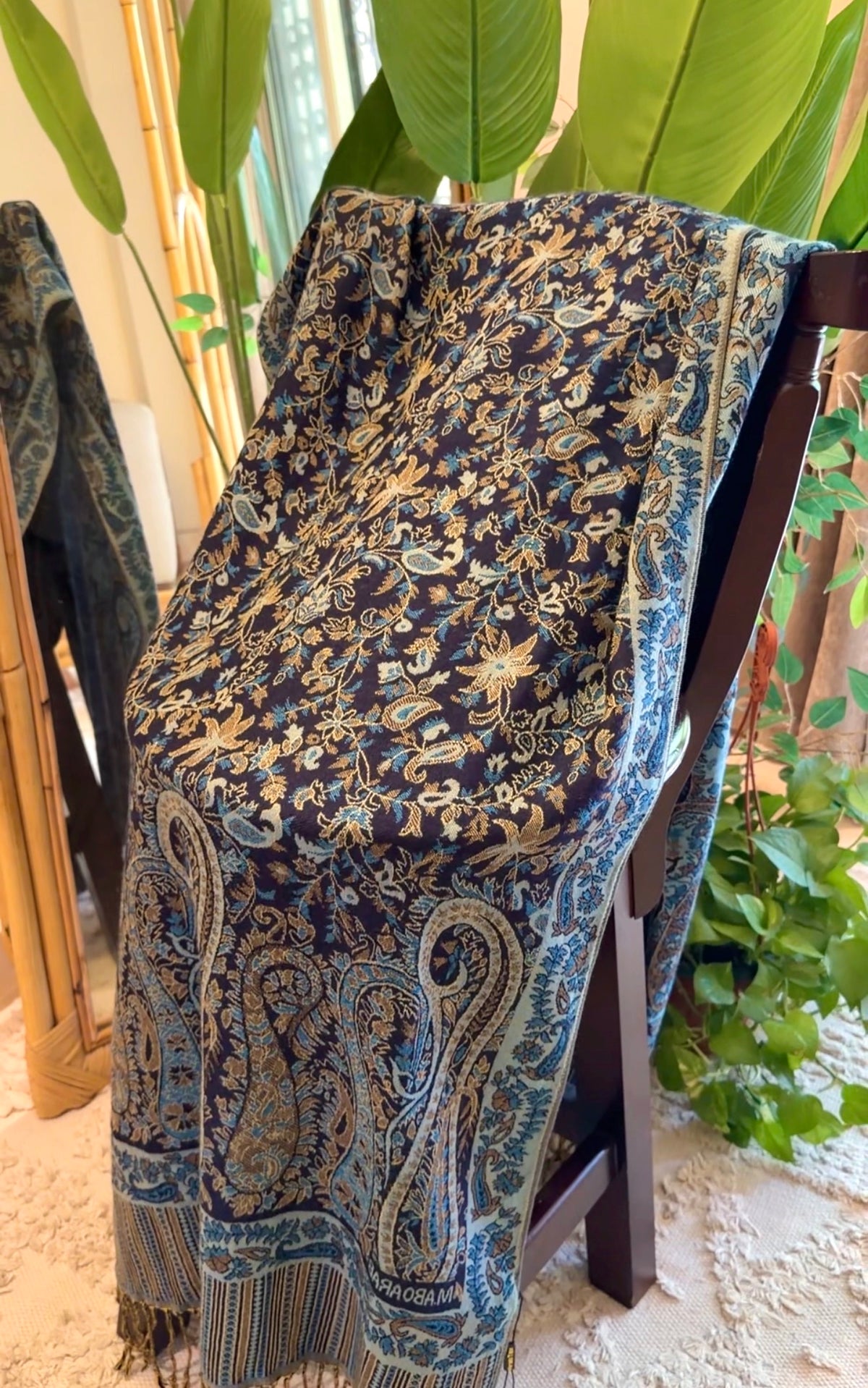 Shades of Blue Cotton Double-Face Pashmina