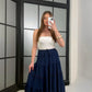 Navy Stripy Flowy Skirt