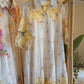 Italian Linen Cut Out Yellow Floral Dress