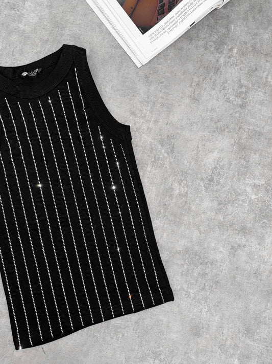 Glammy Black Tank Top