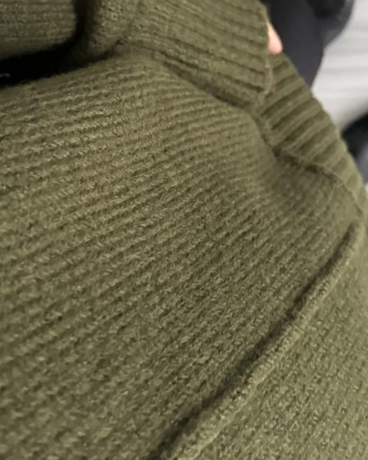 Olive Oversized Pullover With Side Slits