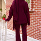 Burgundy Braided Triko Set With Scarf