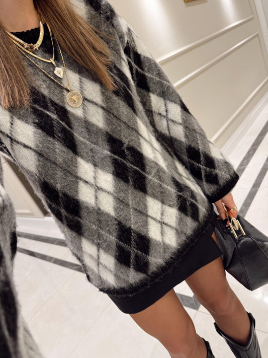 Black X Grey Baklava Pullover With Slits