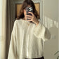 Off White Round Neck Stitch Pullover