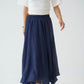 Navy Blue Asymmetrical Crinkled Chiffon Skirt