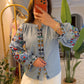 Blue Floral Embroidered Blouse